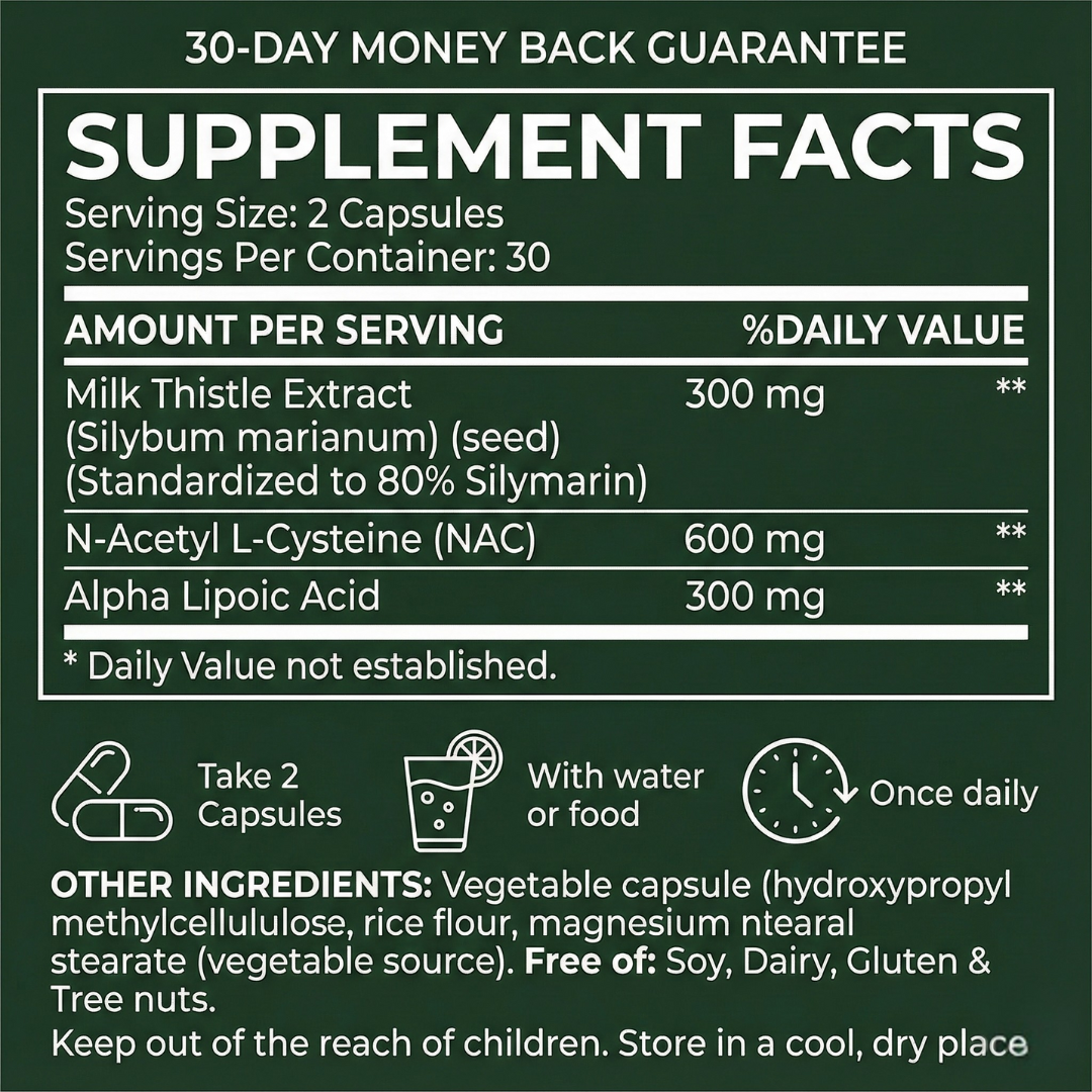 OxyEnergy Liver Support Capsules – Silymarin Milk Thistle 300mg + Vitamin C & Inositol – 90 Veg Capsules