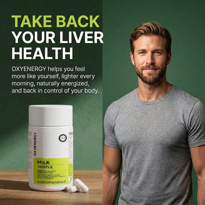 OxyEnergy Liver Support Capsules – Silymarin Milk Thistle 300mg + Vitamin C & Inositol – 90 Veg Capsules