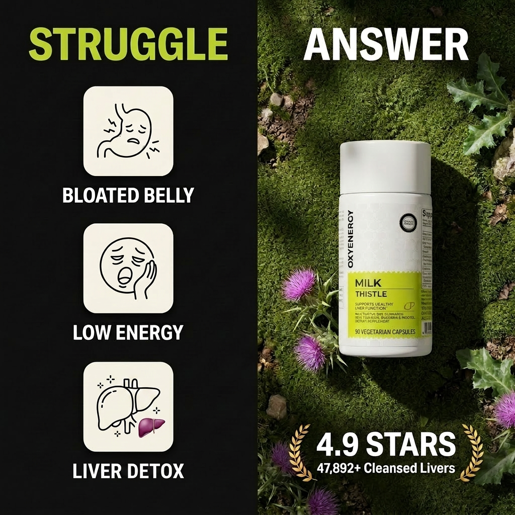 OxyEnergy Liver Support Capsules – Silymarin Milk Thistle 300mg + Vitamin C & Inositol – 90 Veg Capsules