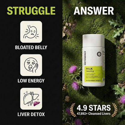 OxyEnergy Liver Support Capsules – Silymarin Milk Thistle 300mg + Vitamin C & Inositol – 90 Veg Capsules